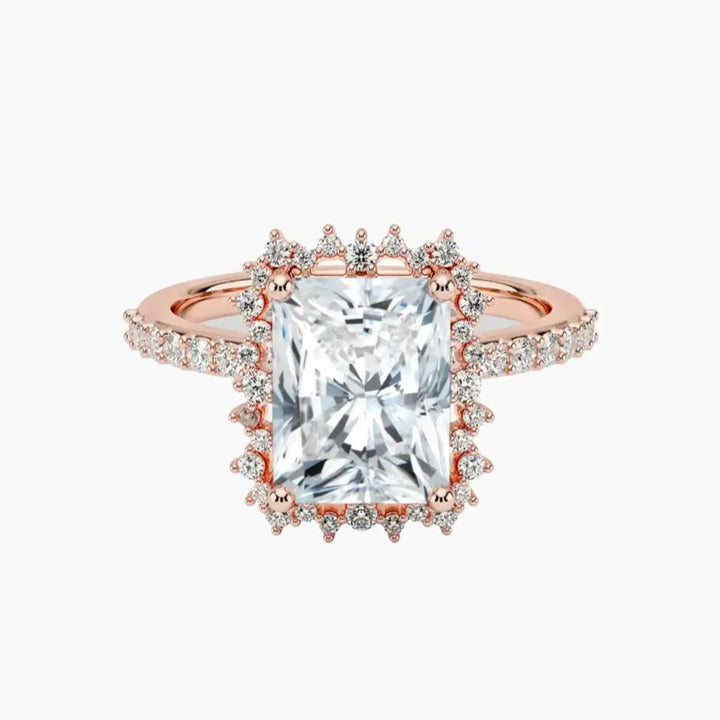 Coraline Radiant Designer 3 Carat Lab Grown Diamond Engagement Ring in 14K Rose Gold