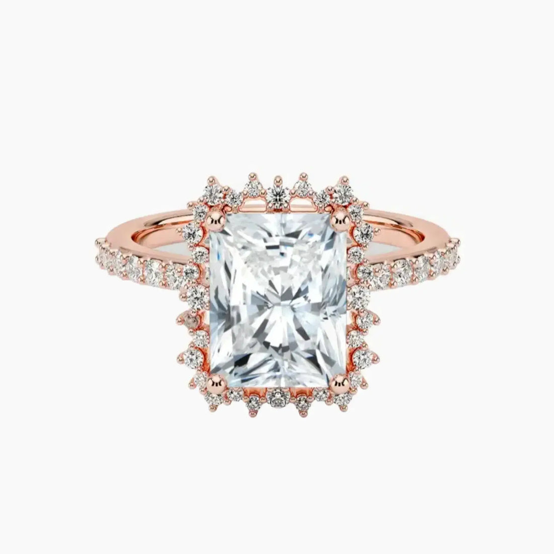 Coraline Radiant Designer 1.5 Carat Lab Grown Diamond Engagement Ring in 18K Rose Gold