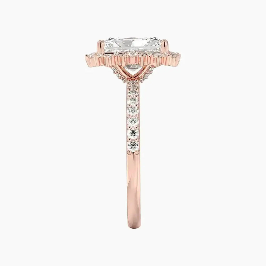 Coraline Radiant Designer 1 Carat Lab Grown Diamond Engagement Ring in 18K Rose Gold