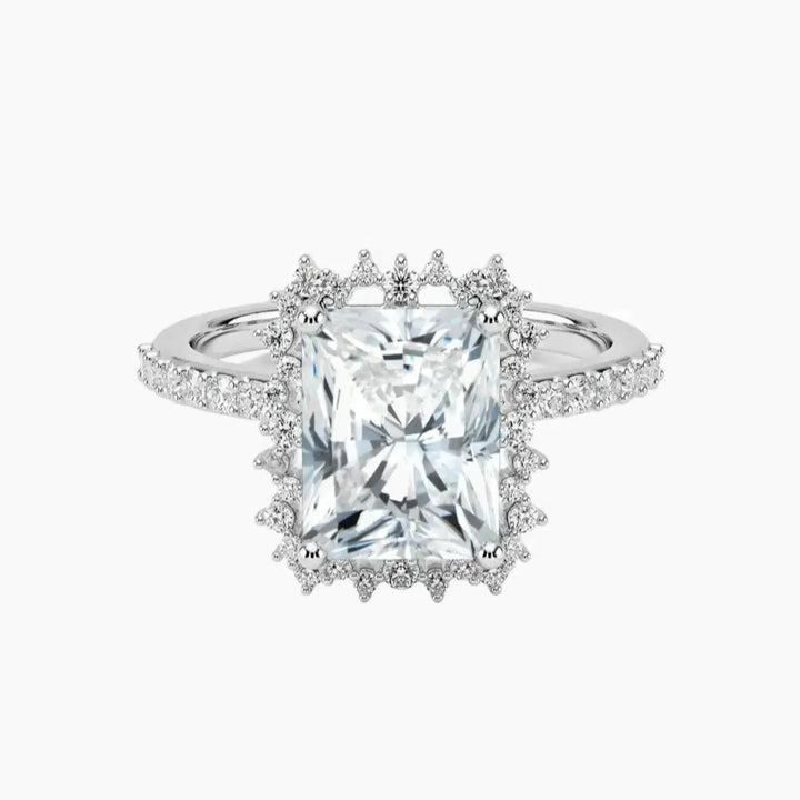 Coraline Radiant Designer 3 Carat Lab Grown Diamond Engagement Ring in 14K White Gold