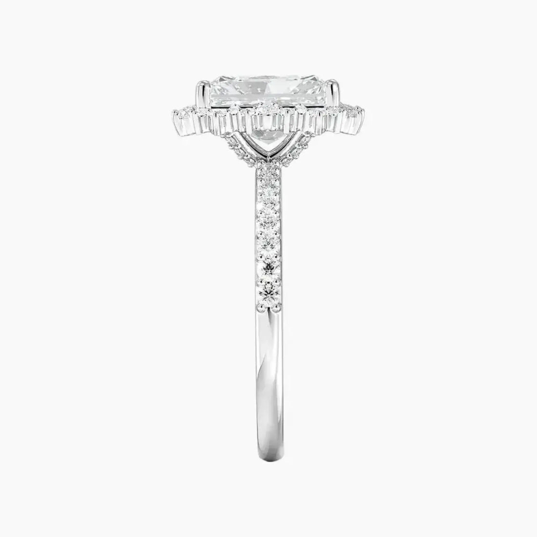Coraline Radiant Designer 1 Carat Lab Grown Diamond Engagement Ring in 14K White Gold
