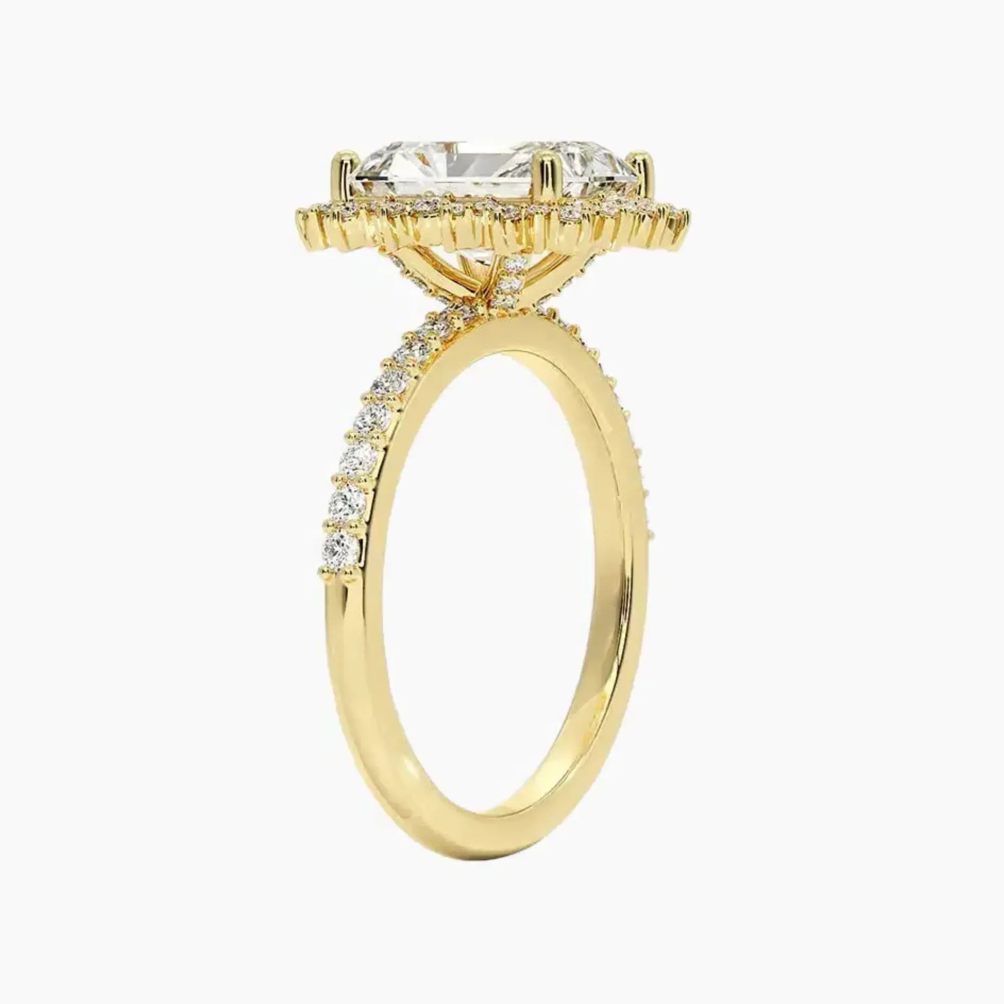 Coraline Radiant Designer 2.5 Carat Lab Grown Diamond Engagement Ring in 14K Rose Gold
