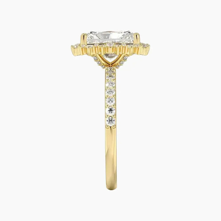 Coraline Radiant Designer 1.5 Carat Lab Grown Diamond Engagement Ring in 14K Rose Gold