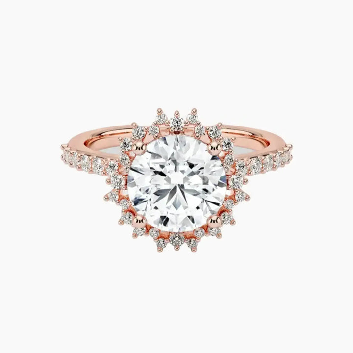 Coraline Round Designer 3 Carat Lab Grown Diamond Engagement Ring in 14K Rose Gold