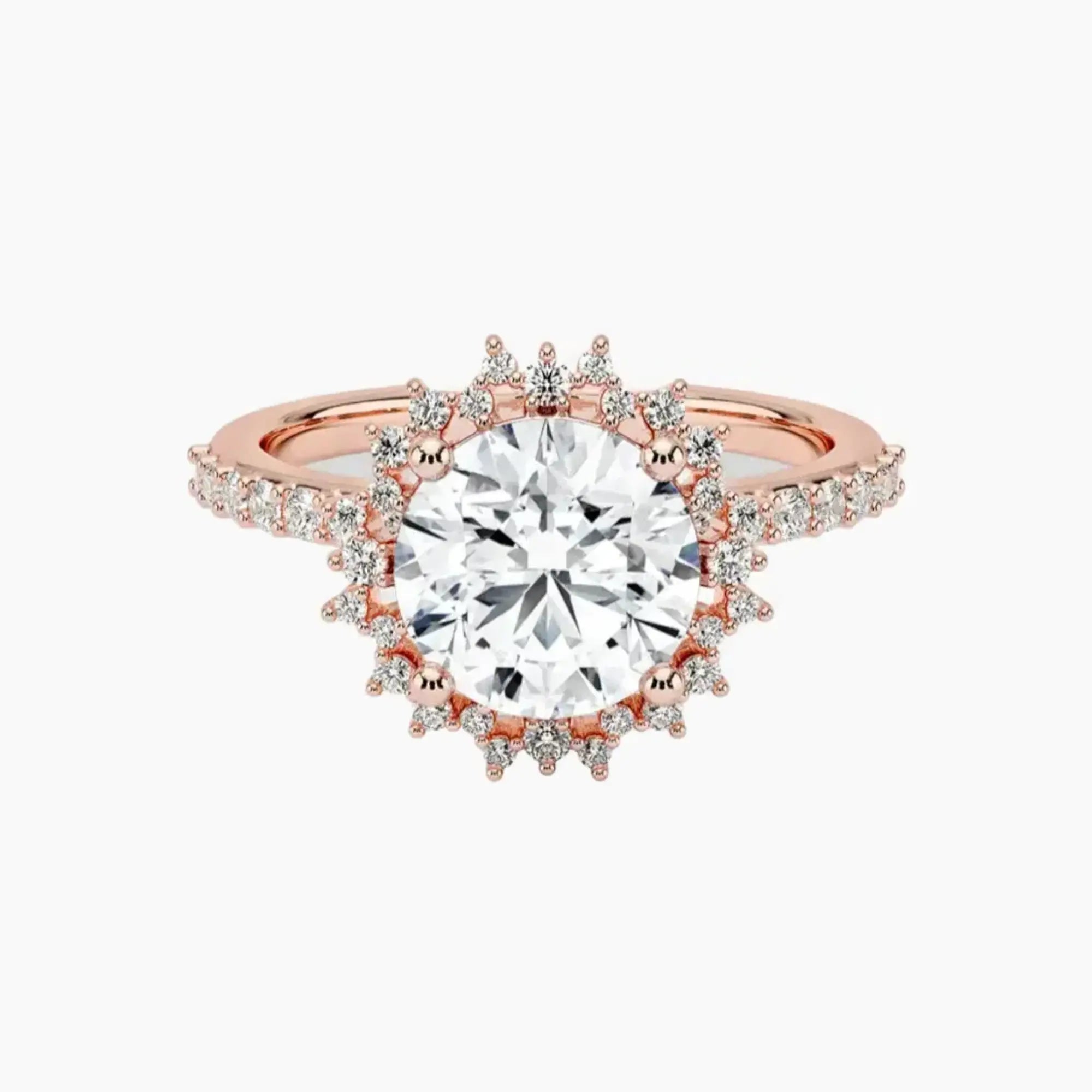 Coraline Round Designer 3 Carat Lab Grown Diamond Engagement Ring in 14K White Gold