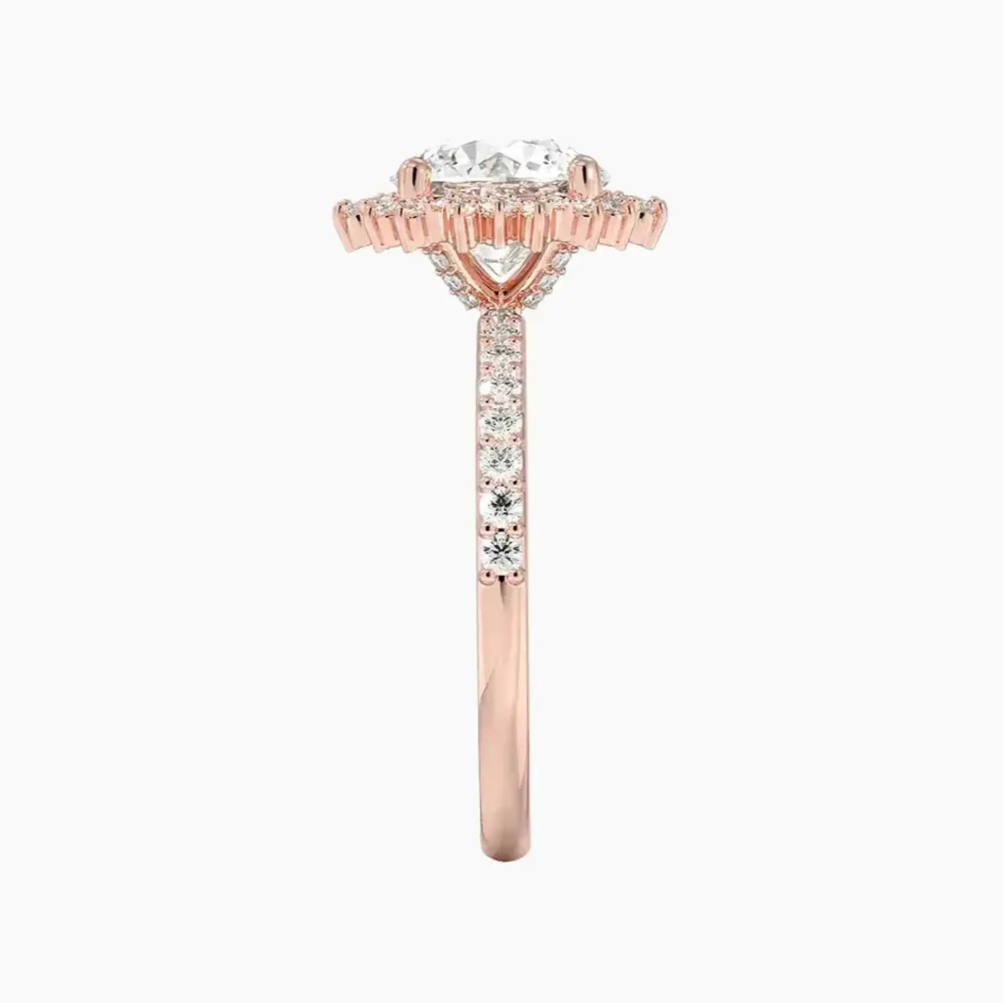 Coraline Round Designer 1 Carat Lab Grown Diamond Engagement Ring in 18K White Gold