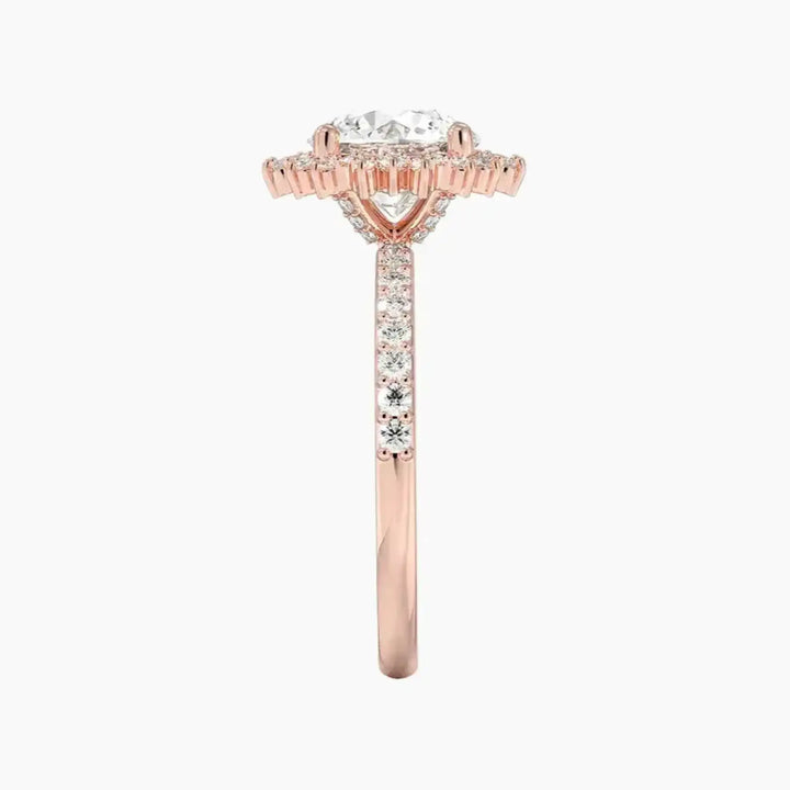 Coraline Round Designer 3 Carat Lab Grown Diamond Engagement Ring in 14K White Gold
