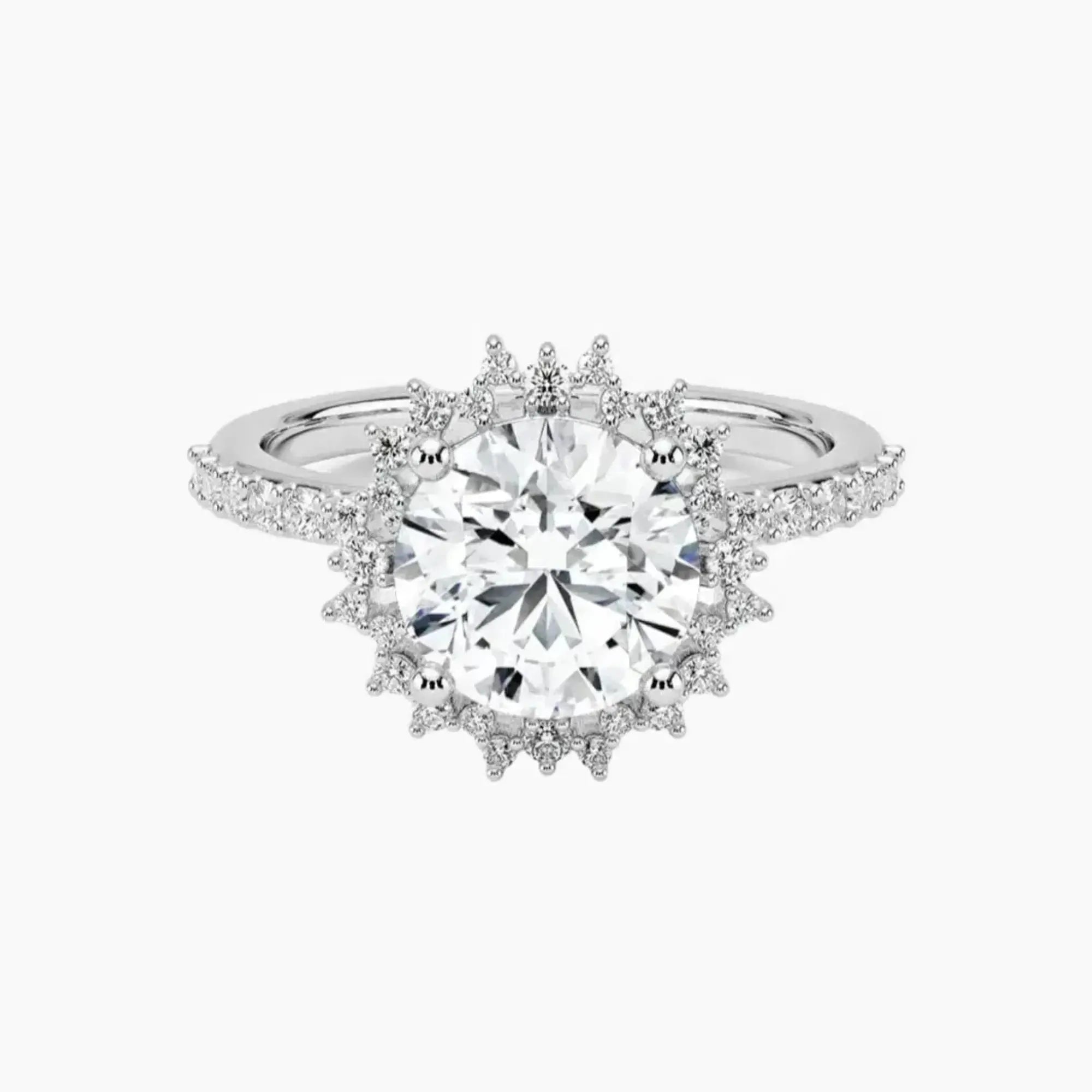 Coraline Round Designer 1 Carat Lab Grown Diamond Engagement Ring in 18K White Gold