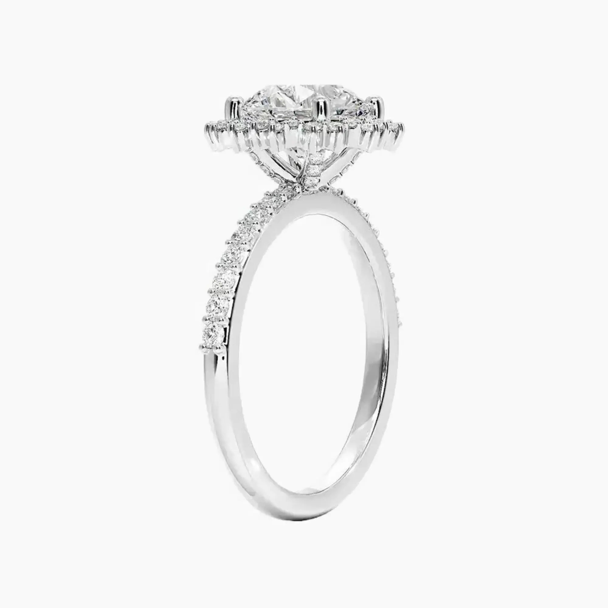 Coraline Round Designer 3 Carat Lab Grown Diamond Engagement Ring in 14K Rose Gold