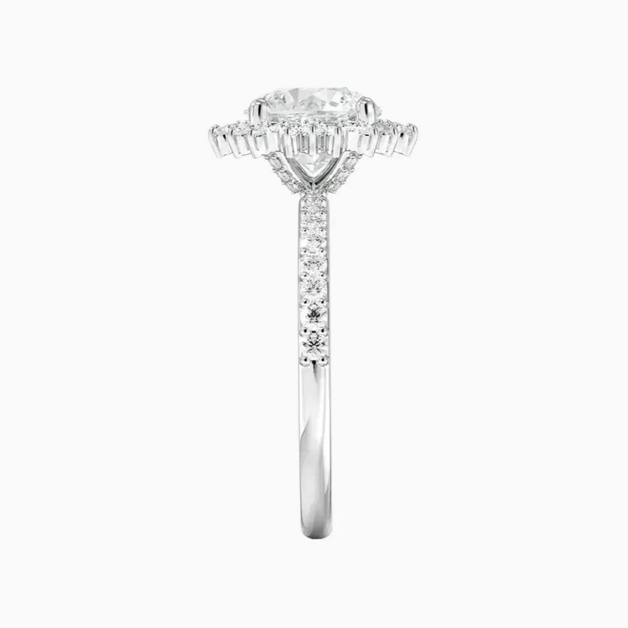 Coraline Round Designer 3 Carat Lab Grown Diamond Engagement Ring in 14K White Gold