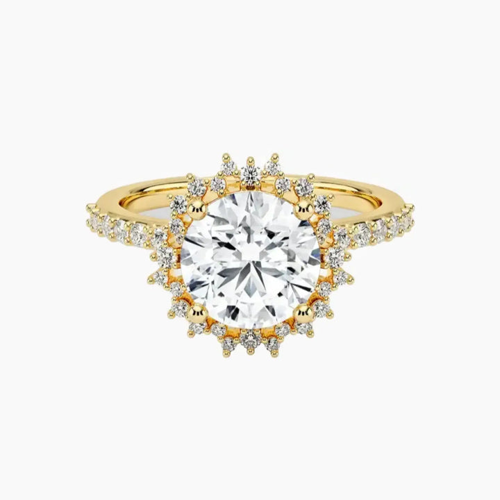 Coraline Round Designer 1.5 Carat Lab Grown Diamond Engagement Ring in 18K Yellow Gold