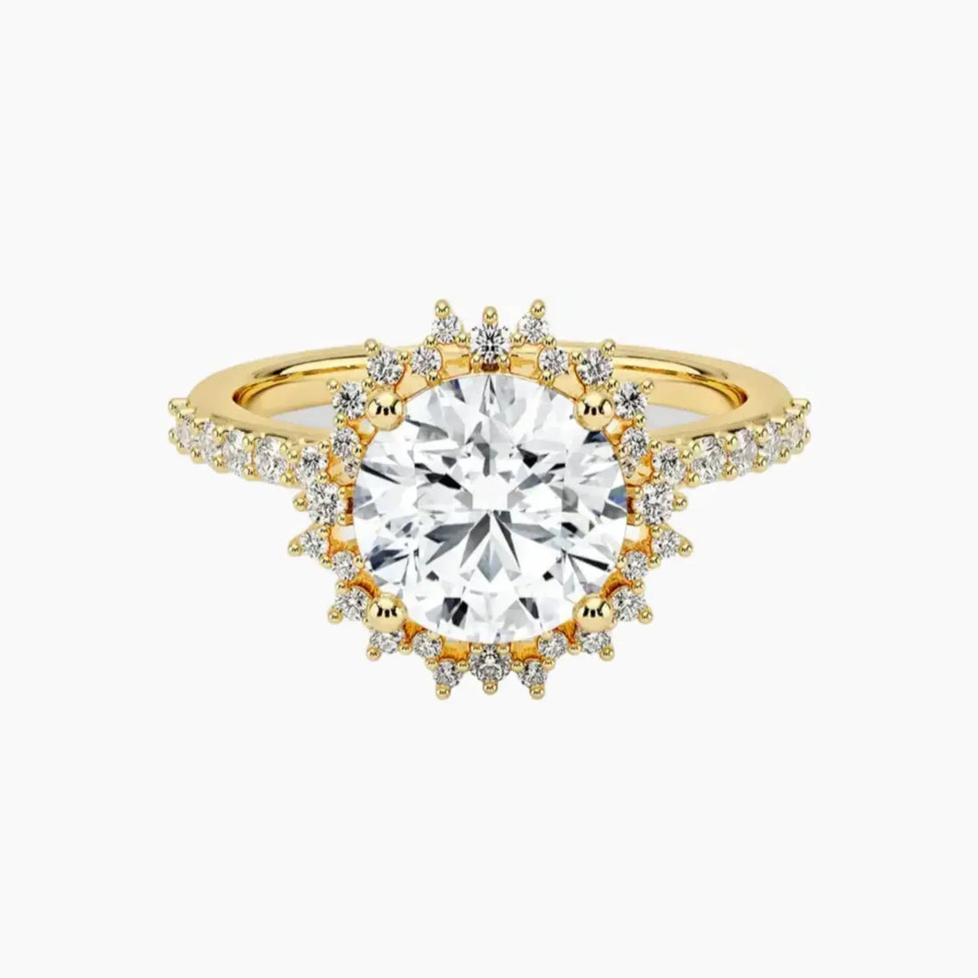 Coraline Round Designer 3 Carat Lab Grown Diamond Engagement Ring in 14K Yellow Gold