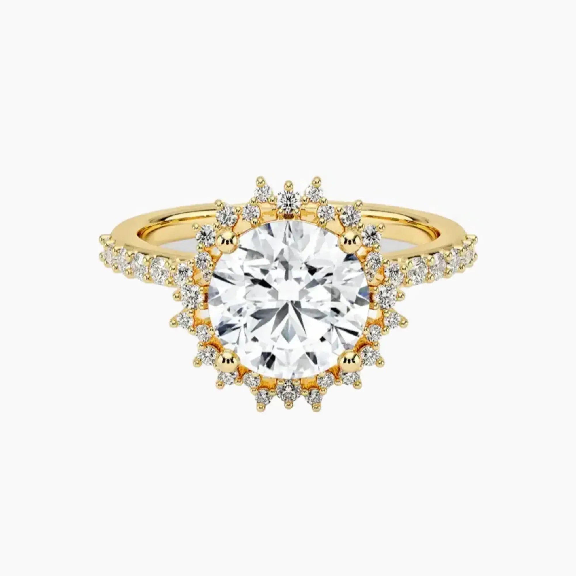 Coraline Round Designer 2.5 Carat Lab Grown Diamond Engagement Ring in 18K Yellow Gold