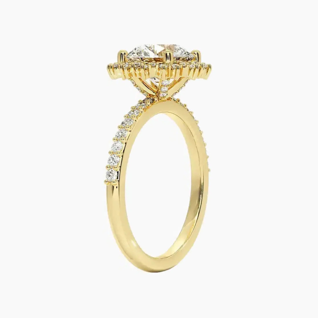 Coraline Round Designer 3 Carat Lab Grown Diamond Engagement Ring in 18K Yellow Gold