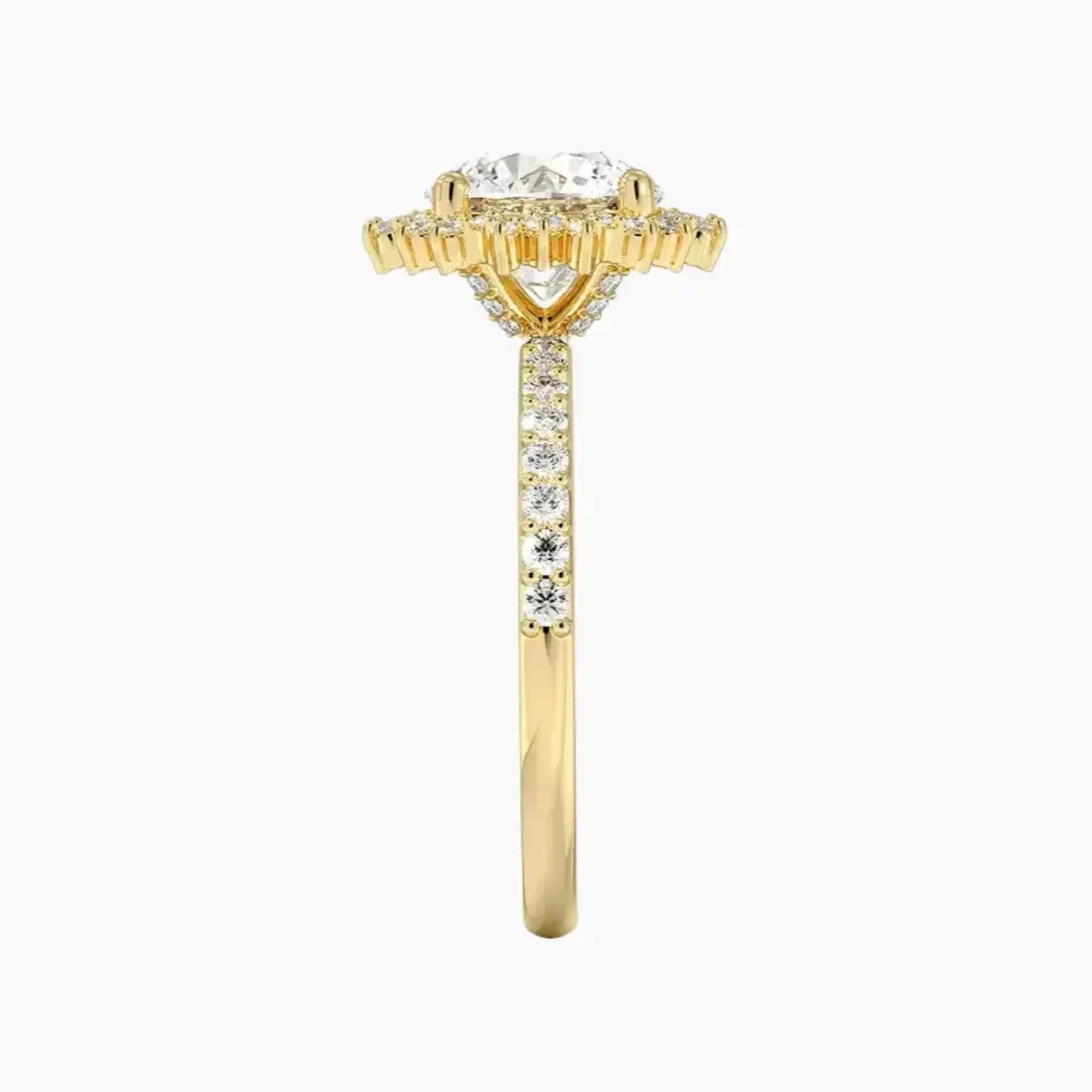 Coraline Round Designer 2.5 Carat Lab Grown Diamond Engagement Ring in 14K Yellow Gold