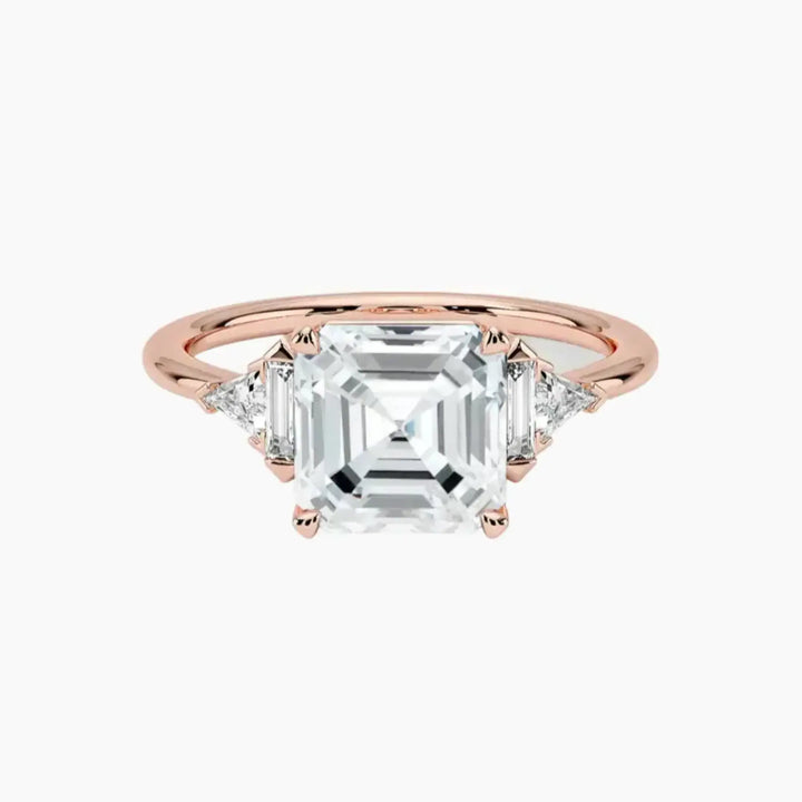 Honora Five Stone Asscher Designer 1.5 Carat Lab Grown Diamond Engagement Ring in 18K Rose Gold