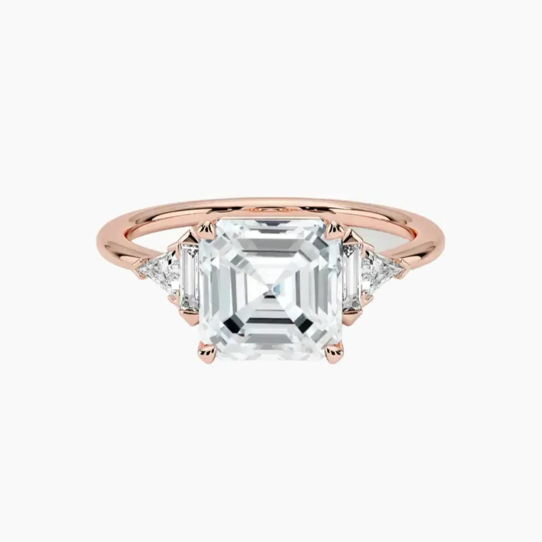 Honora Five Stone Asscher Designer 1.5 Carat Lab Grown Diamond Engagement Ring in 18K Yellow Gold