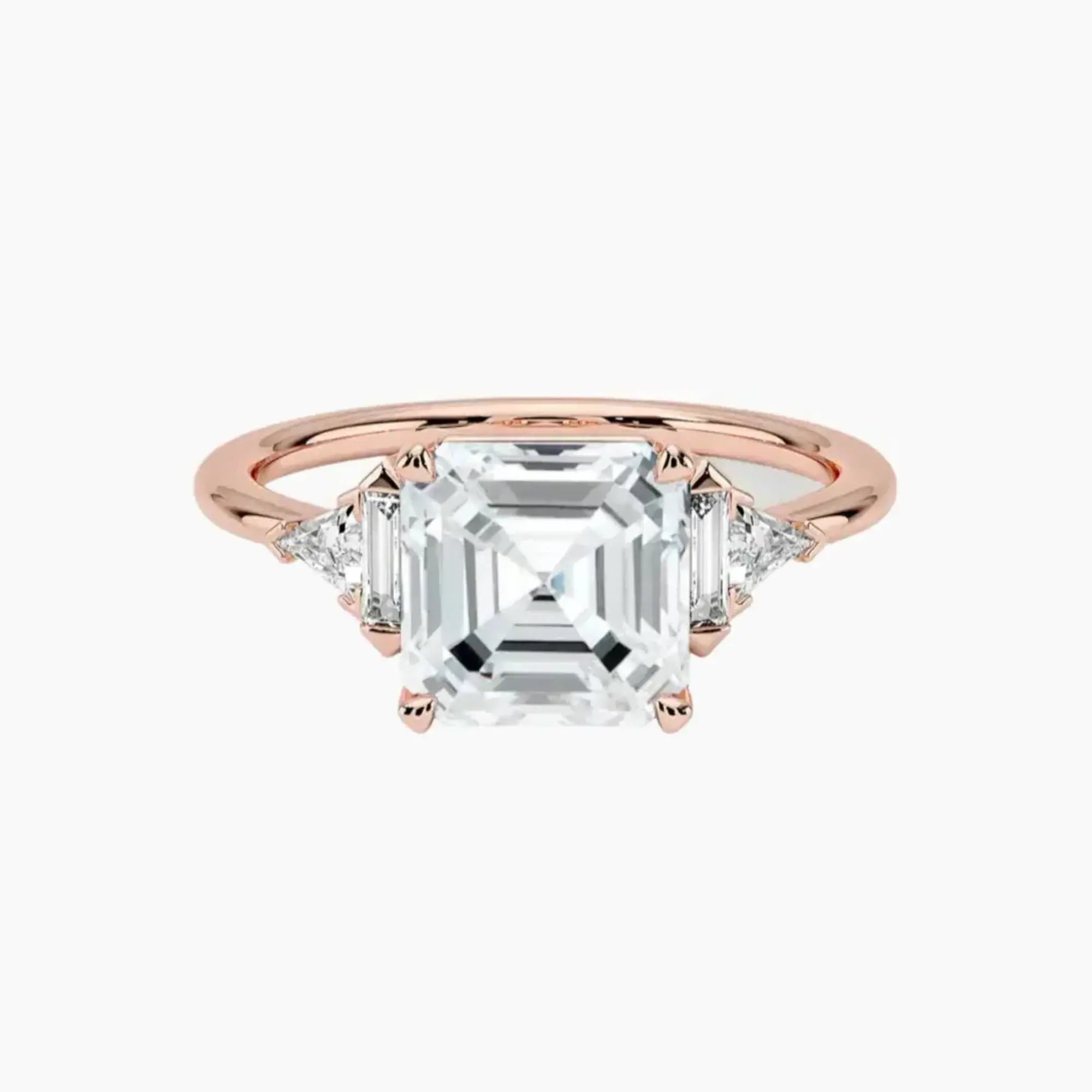 Honora Five Stone Asscher Designer Diamond Ring Setting in 18K White Gold
