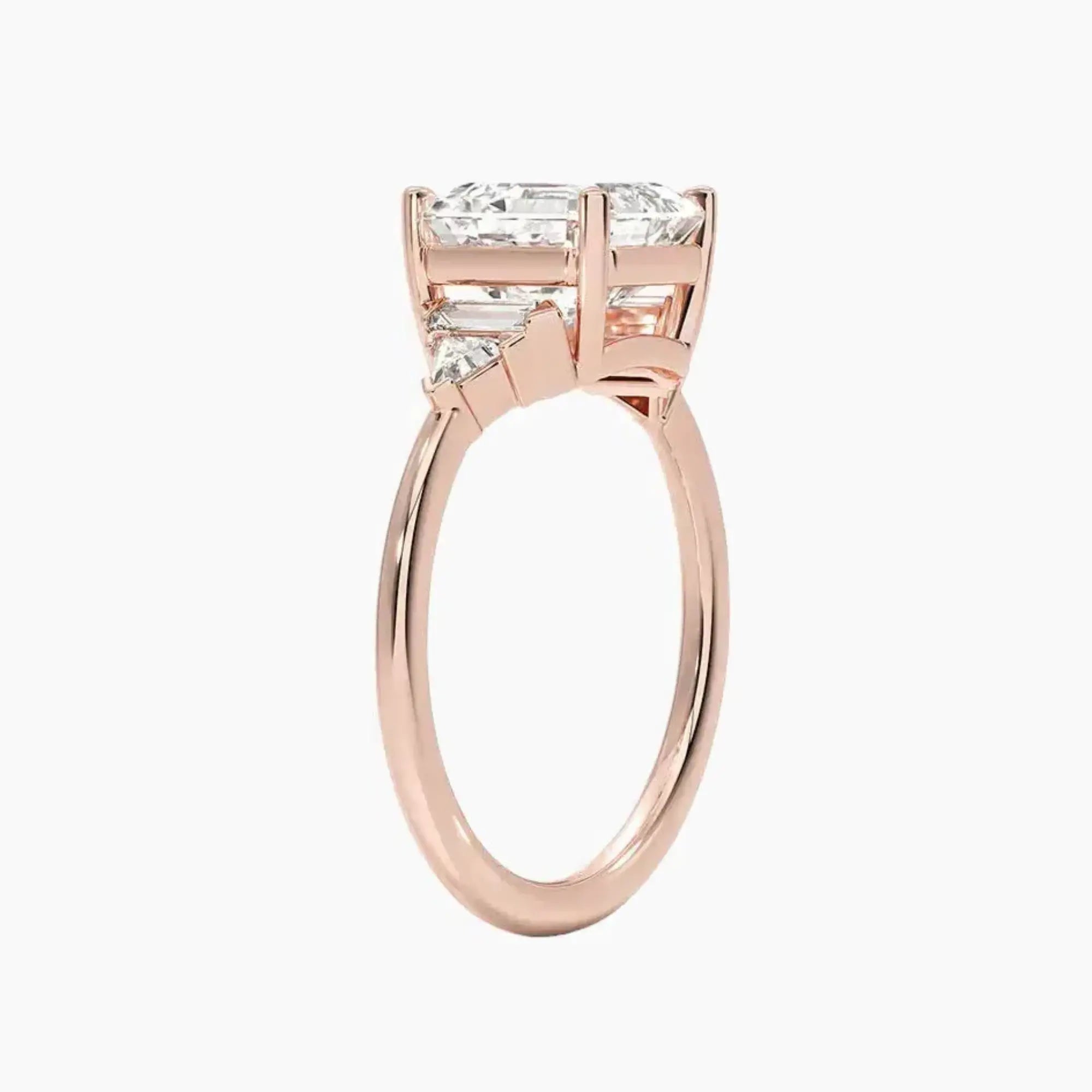 Honora Five Stone Asscher Designer 1 Carat Lab Grown Diamond Engagement Ring in 14K Rose Gold
