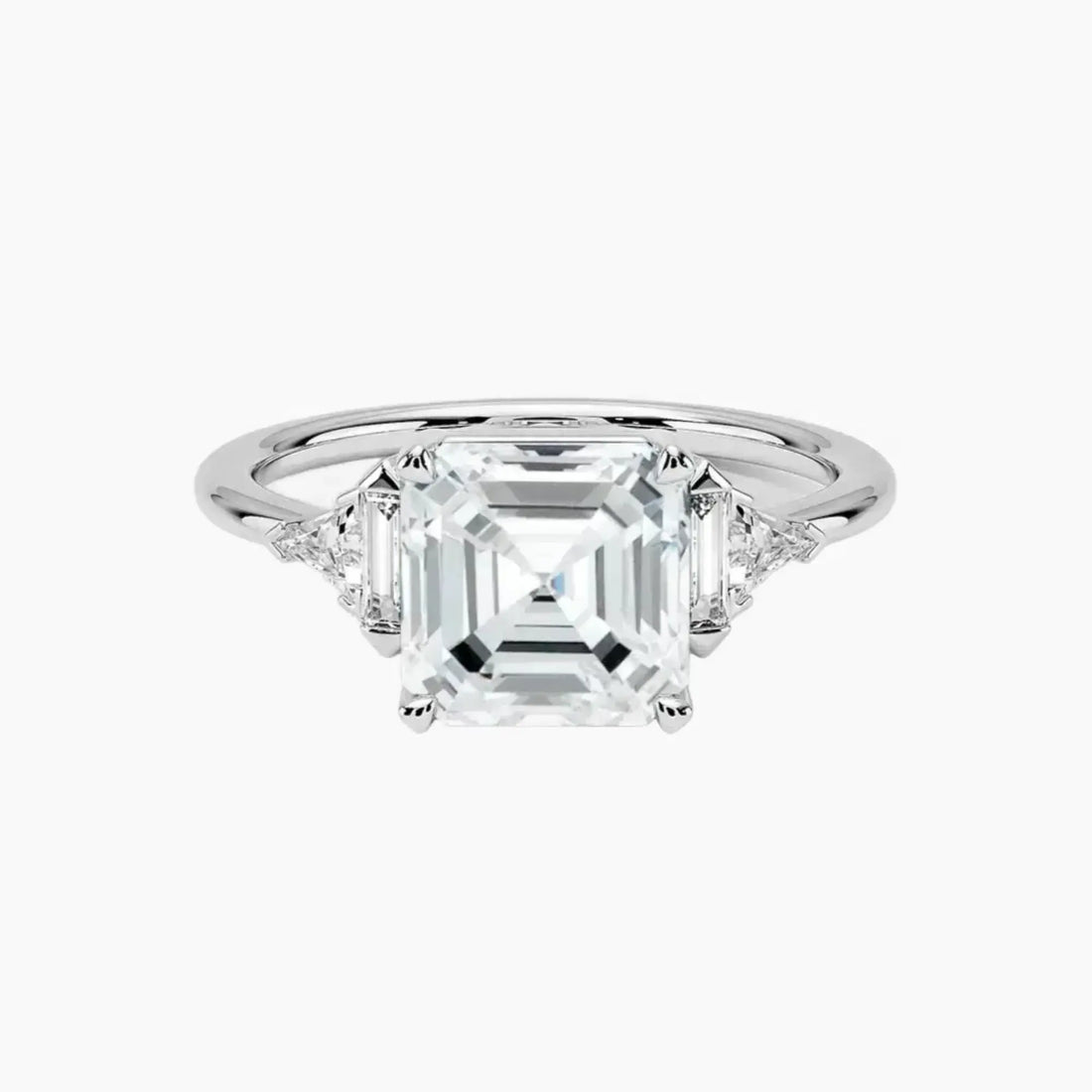 Honora Five Stone Asscher Designer Diamond Ring Setting in 18K Yellow Gold