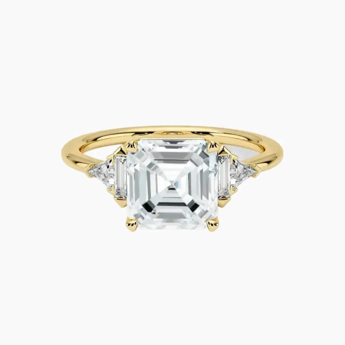 Honora Five Stone Asscher Designer Diamond Ring Setting in 18K Yellow Gold