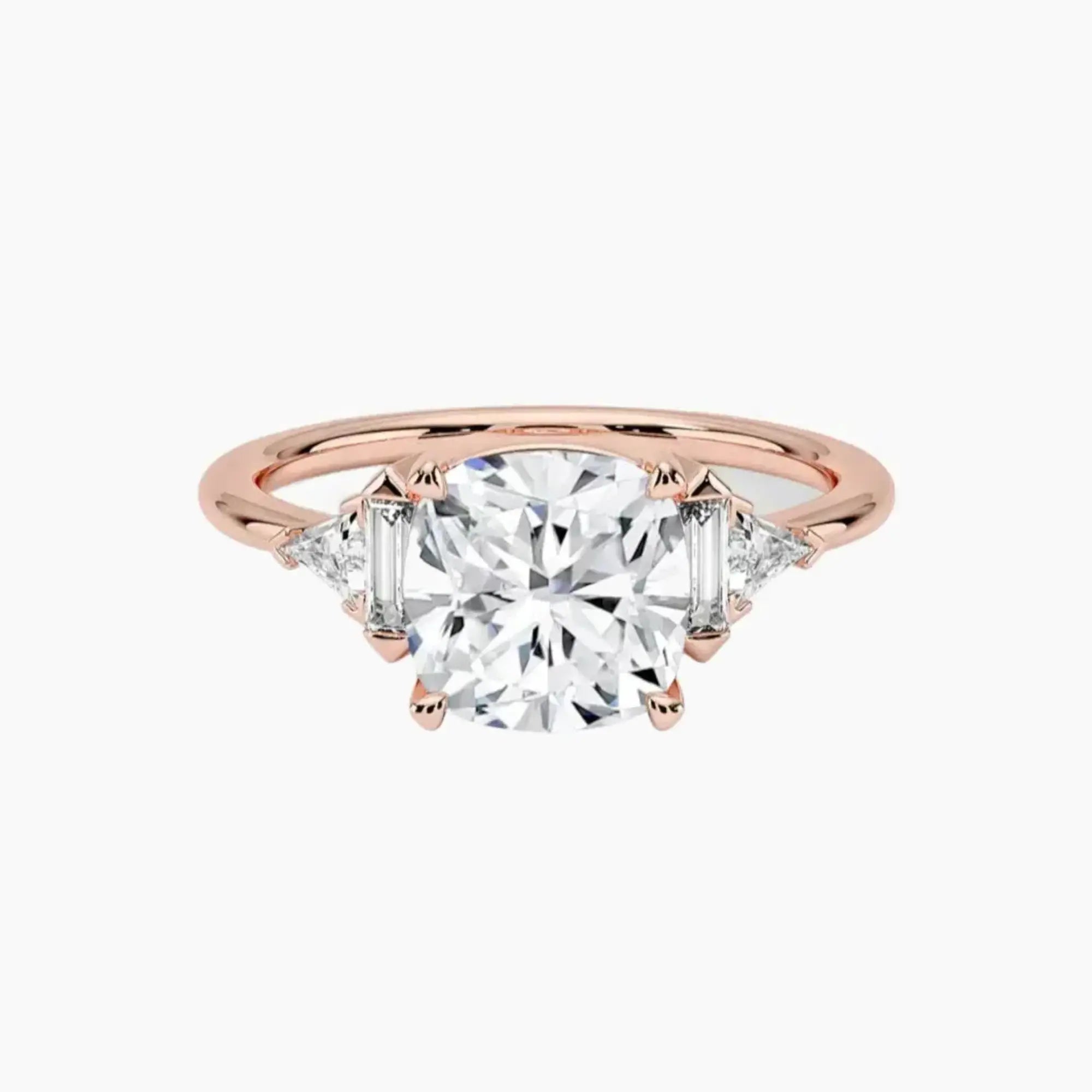 Honora Five Stone Cushion Designer 3 Carat Lab Grown Diamond Engagement Ring in 14K Yellow Gold