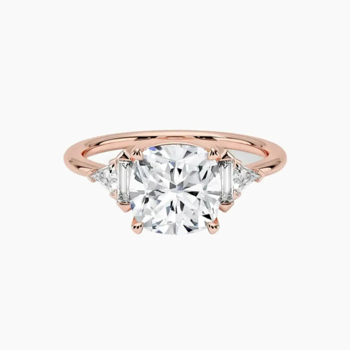 Honora Five Stone Cushion Designer 3 Carat Lab Grown Diamond Engagement Ring in 18K Rose Gold