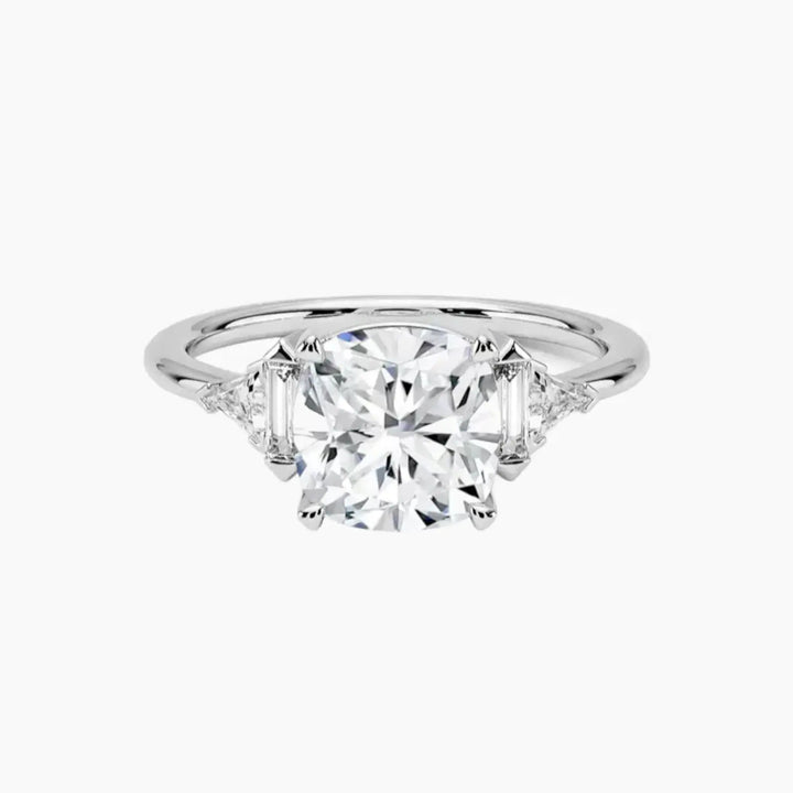Honora Five Stone Cushion Designer 3 Carat Lab Grown Diamond Engagement Ring in 18K White Gold
