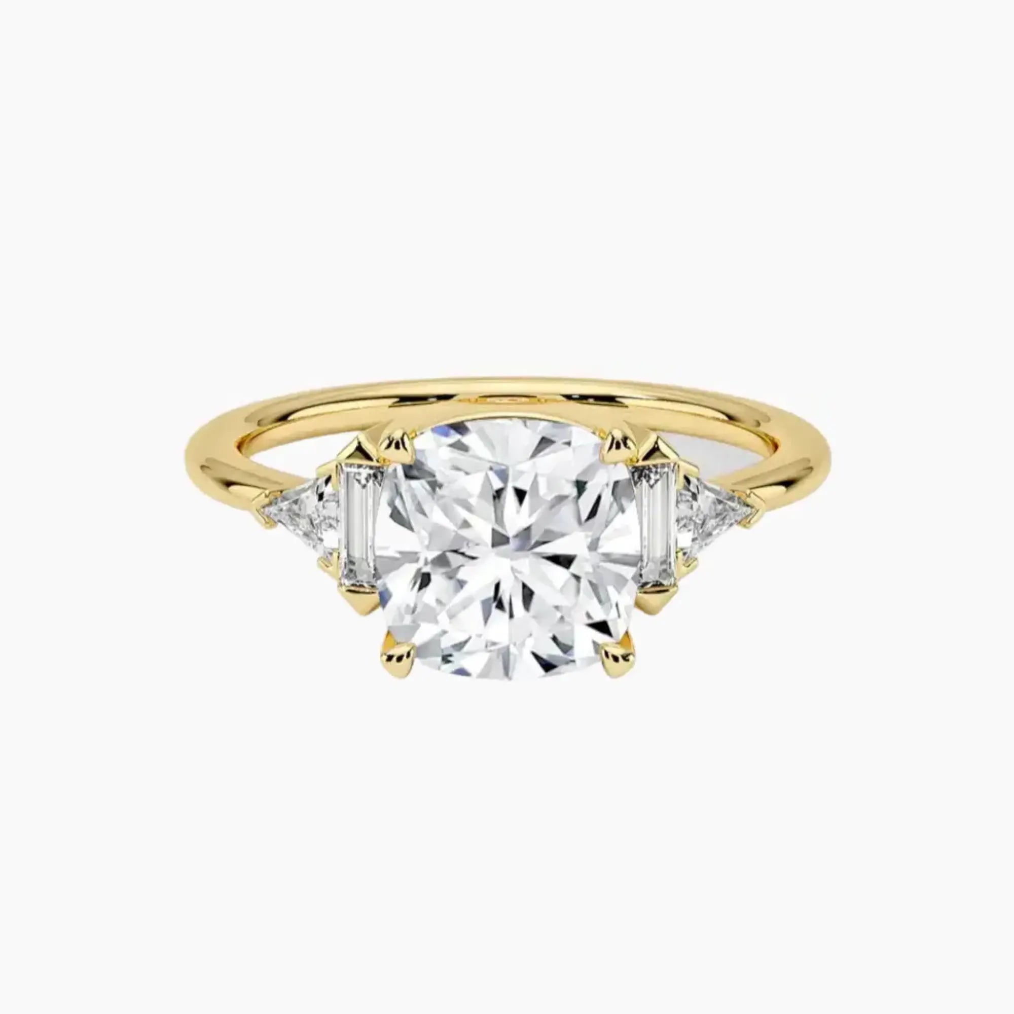Honora Five Stone Cushion Designer 2.5 Carat Lab Grown Diamond Engagement Ring in 14K Yellow Gold