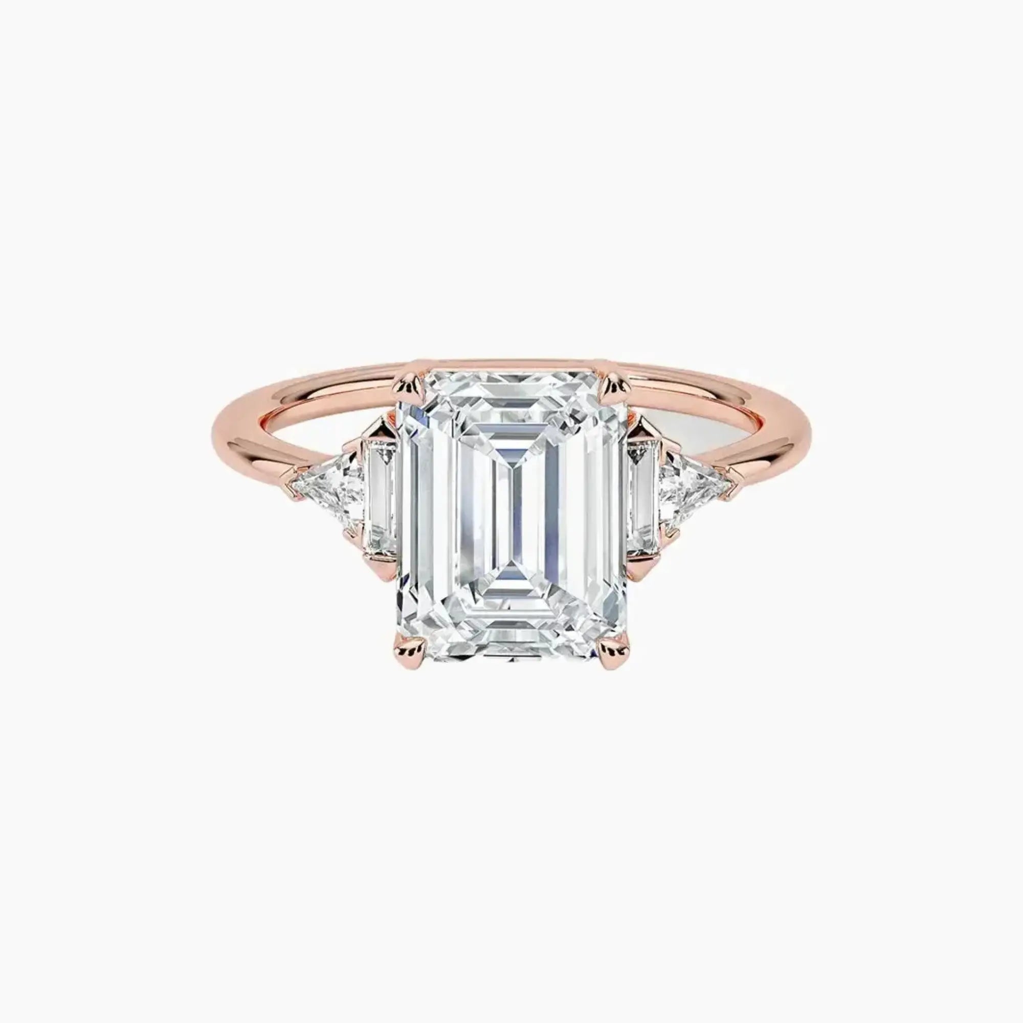 Honora Five Stone Emerald Designer 1.5 Carat Lab Grown Diamond Engagement Ring in 18K Rose Gold