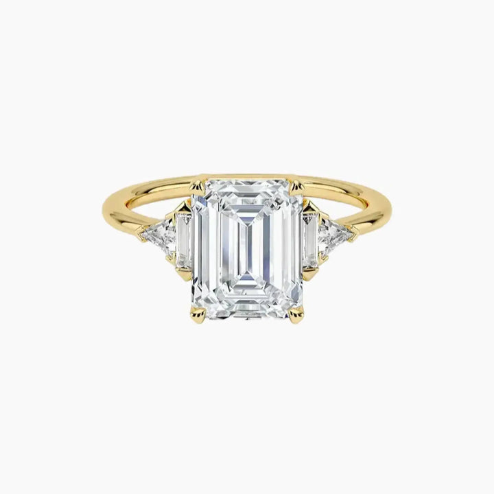 Honora Five Stone Emerald Designer 3 Carat Lab Grown Diamond Engagement Ring in 18K Yellow Gold