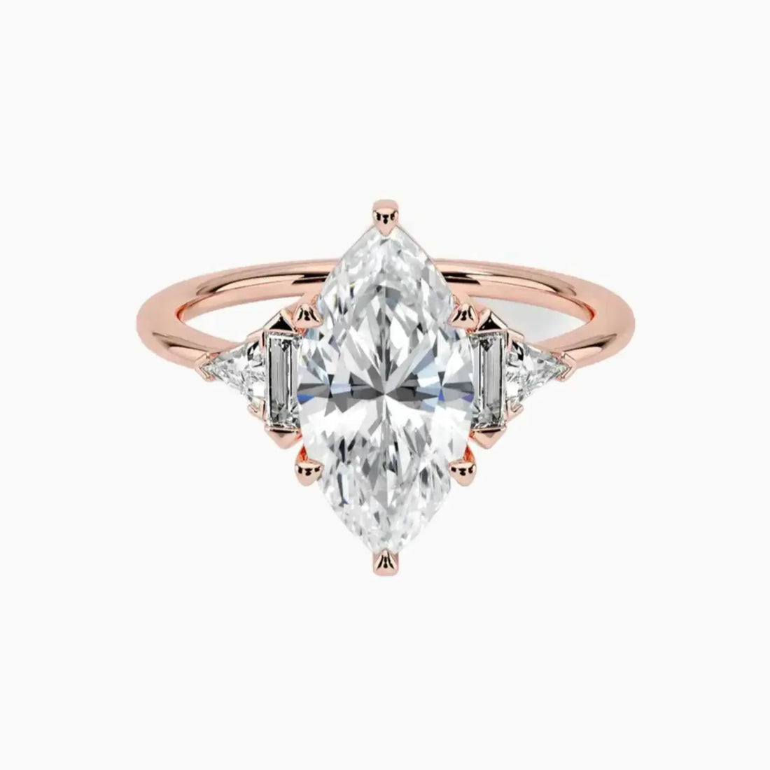 Honora Five Stone Marquise Designer 2 Carat Lab Grown Diamond Engagement Ring in 18K Yellow Gold