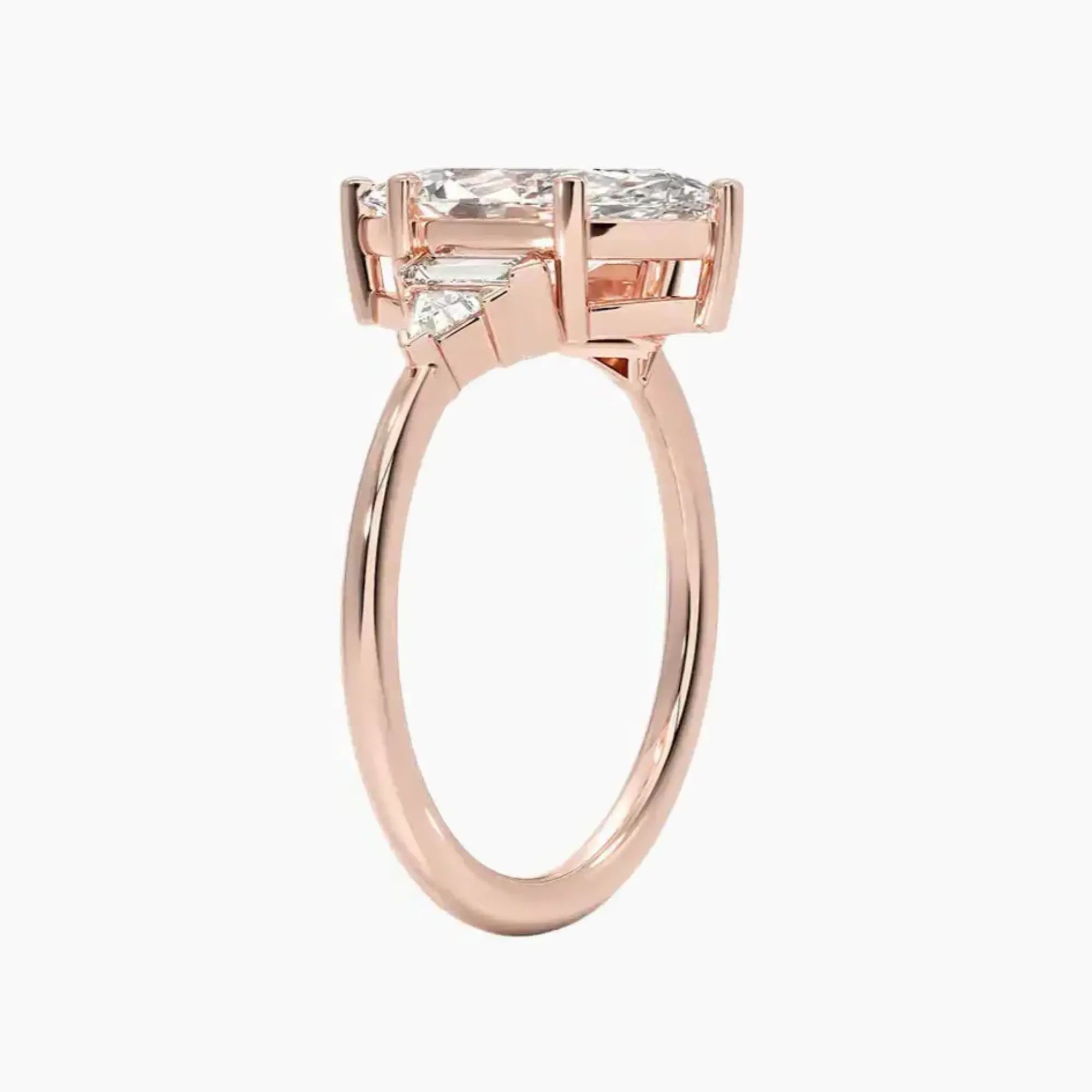 Honora Five Stone Marquise Designer 3 Carat Lab Grown Diamond Engagement Ring in 14K Yellow Gold