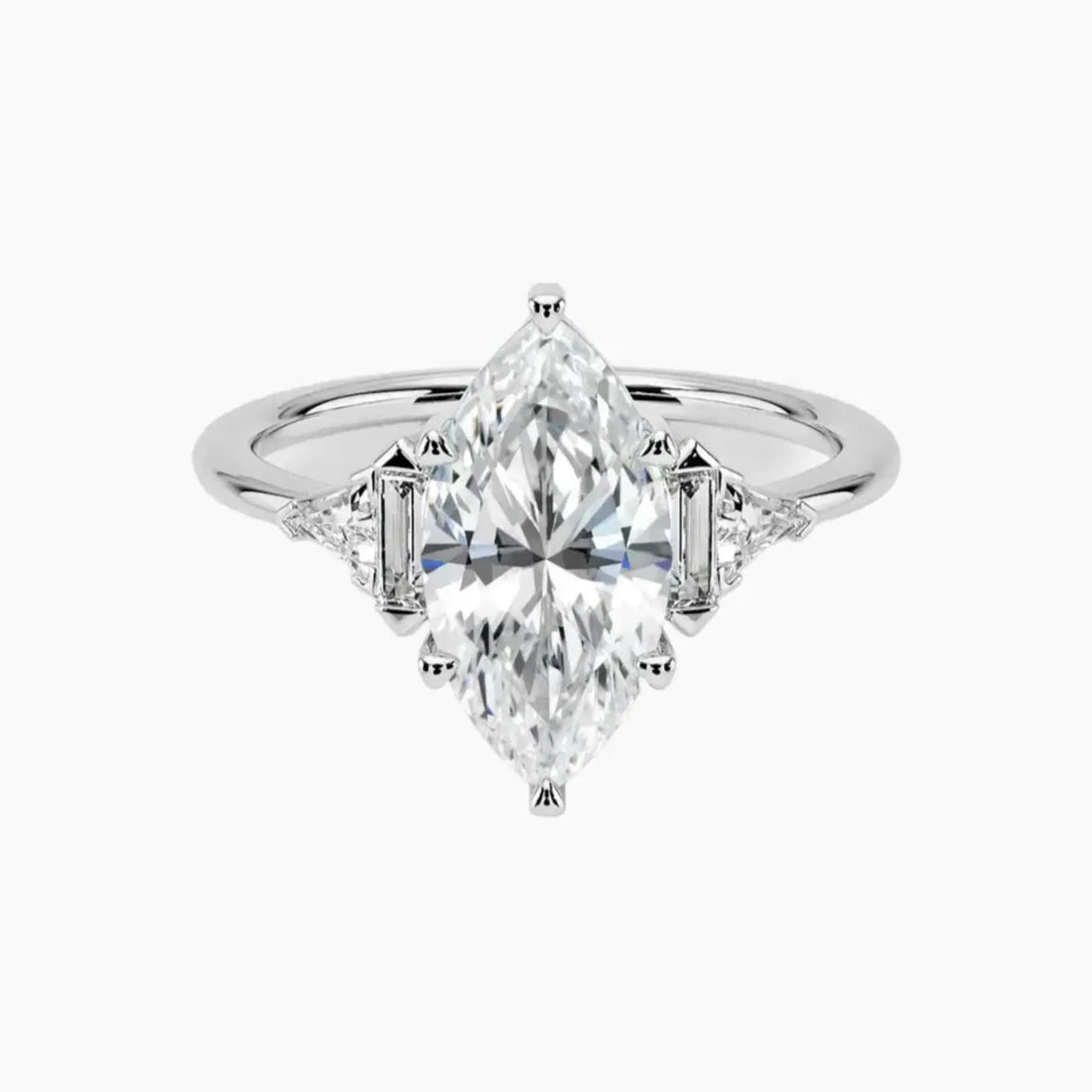 Honora Five Stone Marquise Designer 2 Carat Lab Grown Diamond Engagement Ring in 18K White Gold