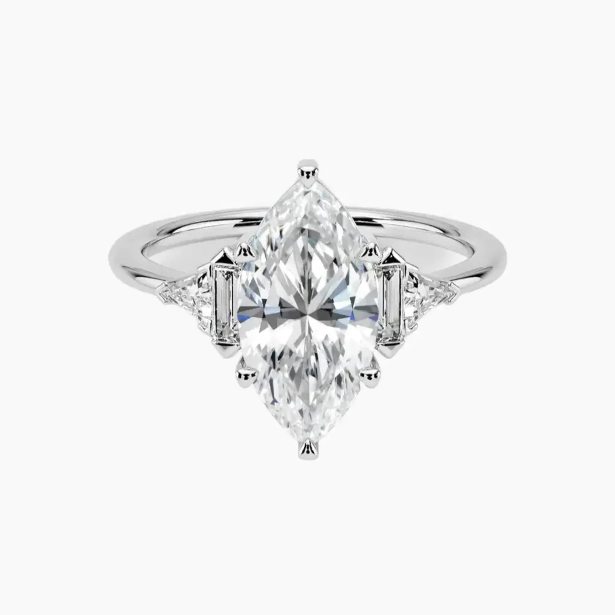 Honora Five Stone Marquise Designer 2.5 Carat Lab Grown Diamond Engagement Ring in 18K White Gold