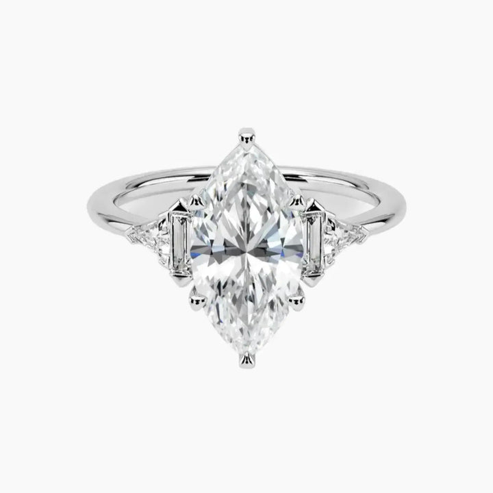 Honora Five Stone Marquise Designer 3 Carat Lab Grown Diamond Engagement Ring in 14K White Gold