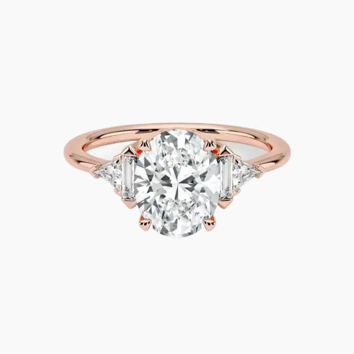 Honora Five Stone Oval Designer 3 Carat Lab Grown Diamond Engagement Ring in 14K Rose Gold
