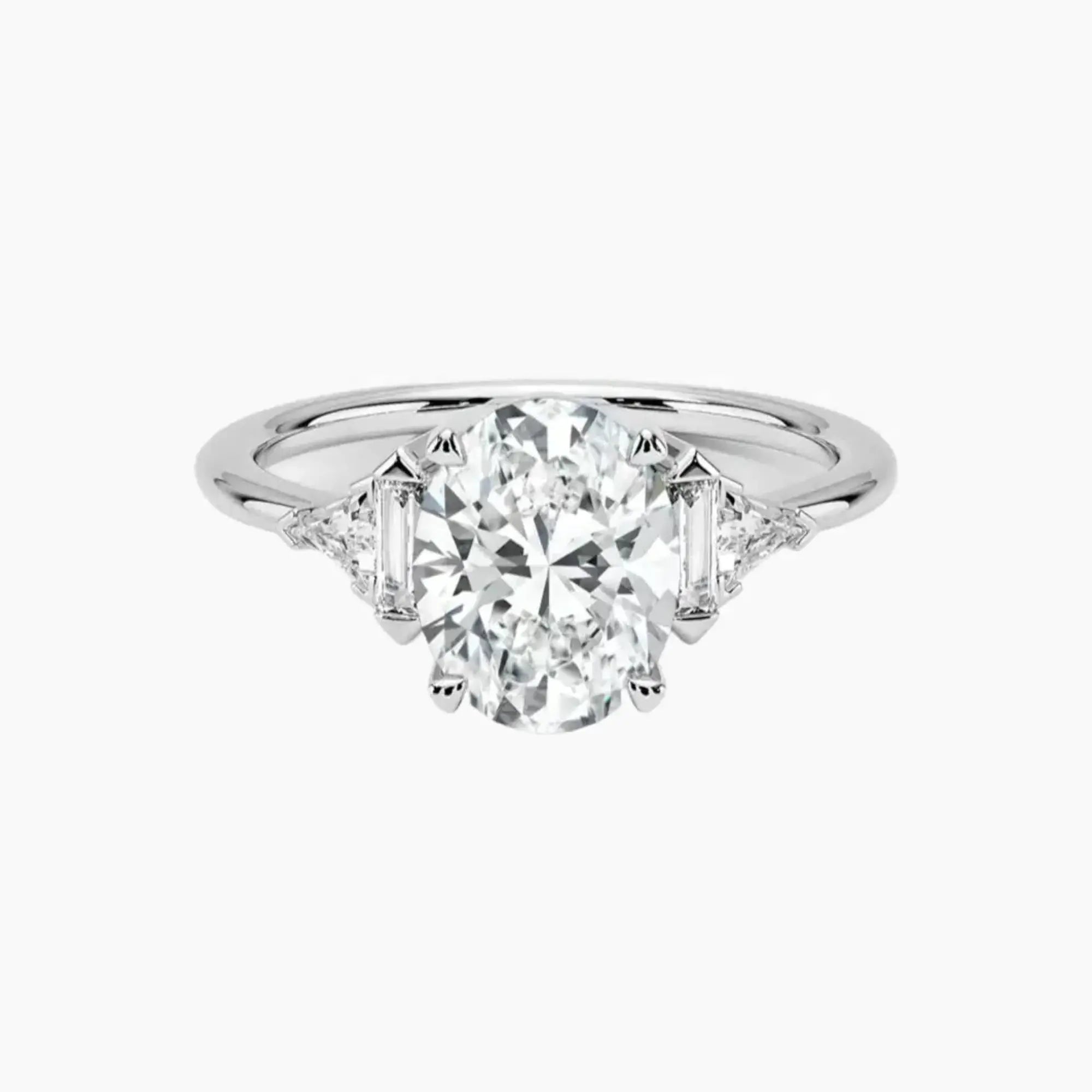 Honora Five Stone Oval Designer 2 Carat Lab Grown Diamond Engagement Ring in 18K White Gold