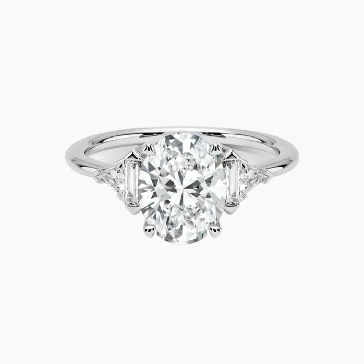 Honora Five Stone Oval Designer 3 Carat Lab Grown Diamond Engagement Ring in 14K White Gold