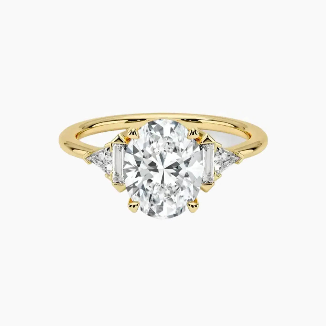Honora Five Stone Oval Designer 3 Carat Lab Grown Diamond Engagement Ring in 18K Yellow Gold