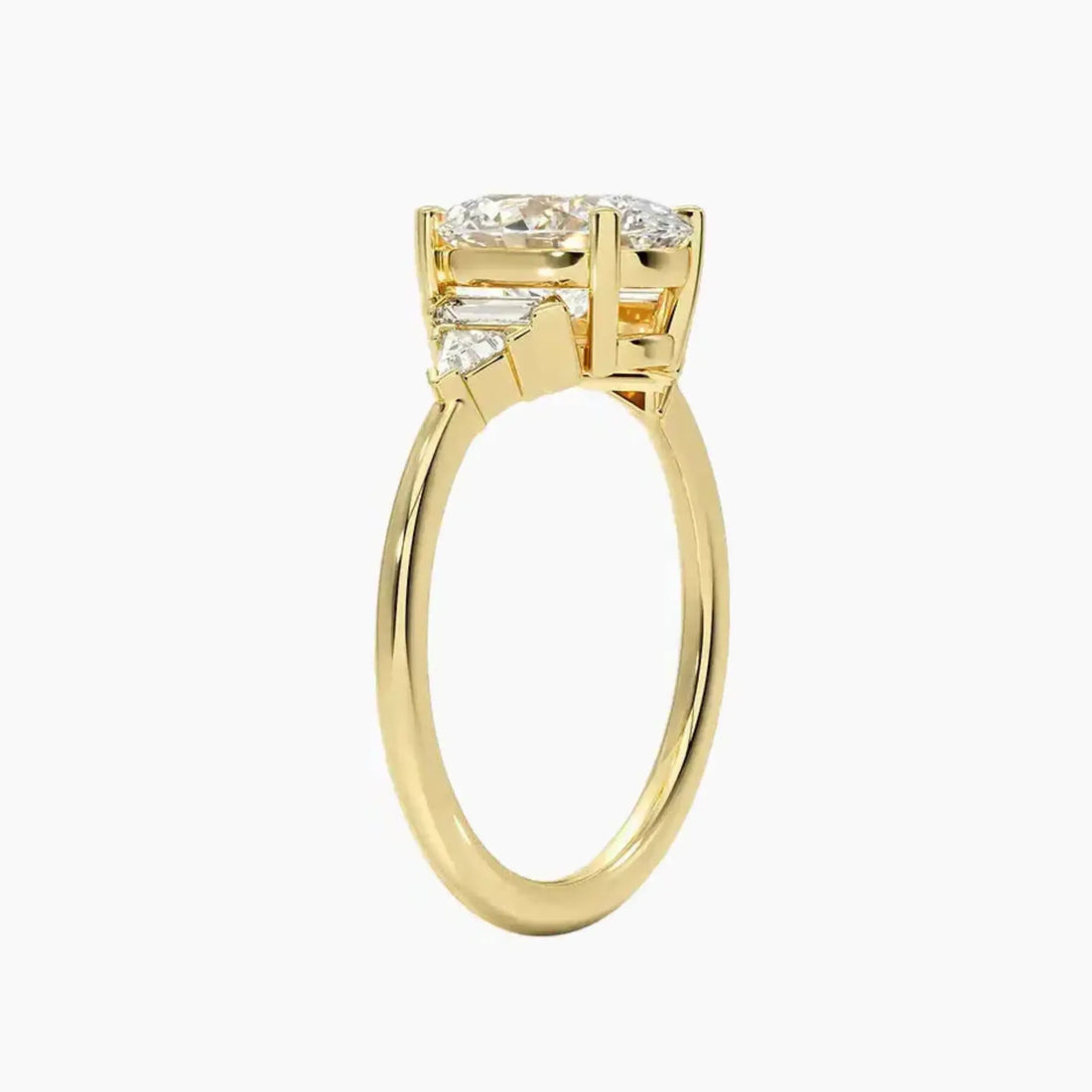 Honora Five Stone Oval Designer 3 Carat Lab Grown Diamond Engagement Ring in 14K Yellow Gold