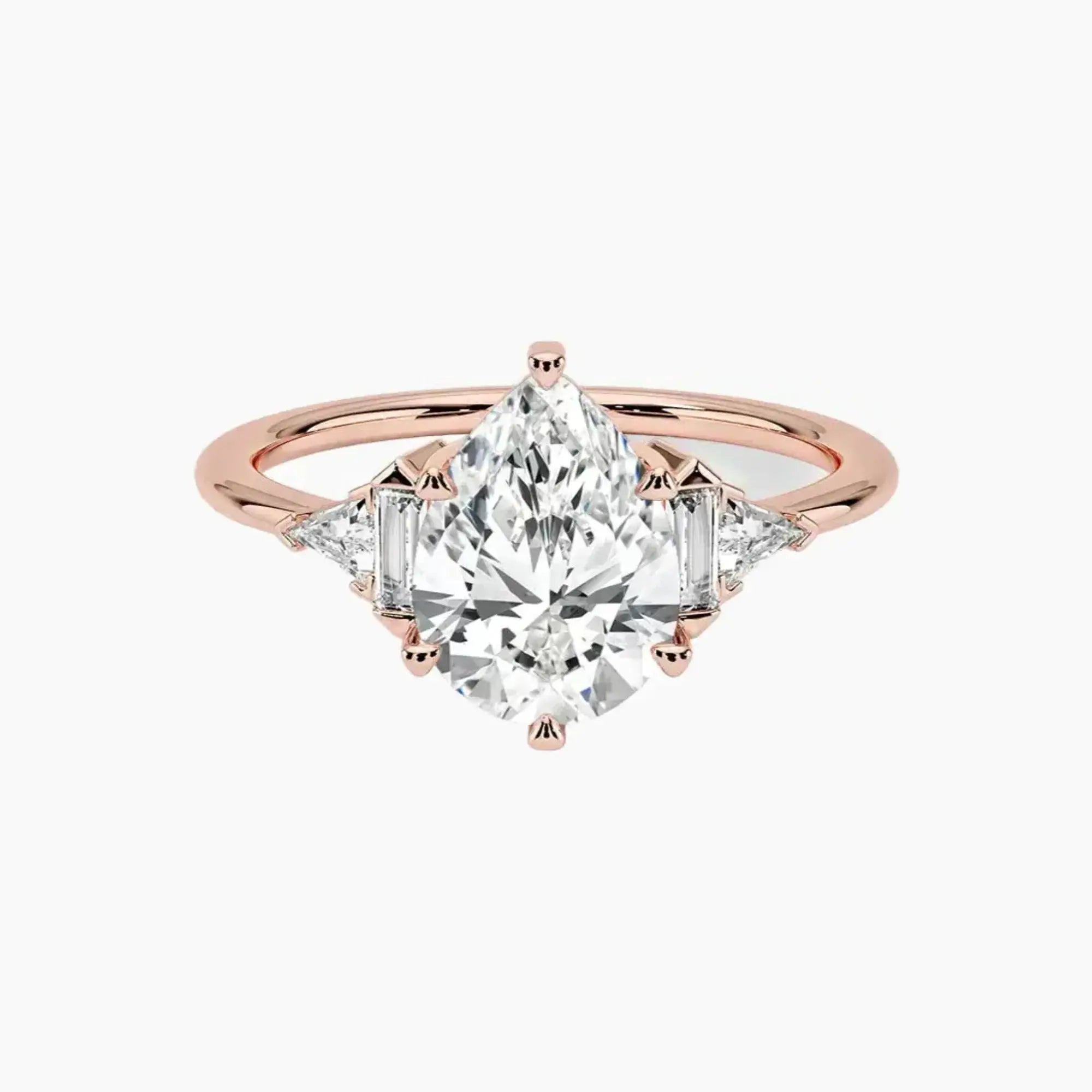 Honora Five Stone Pear Designer Diamond Ring Setting in 14K White Gold
