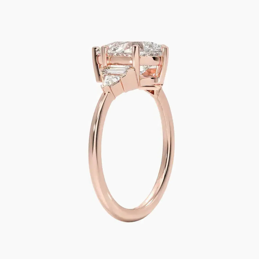 Honora Five Stone Pear Designer Diamond Ring Setting in 18K Rose Gold