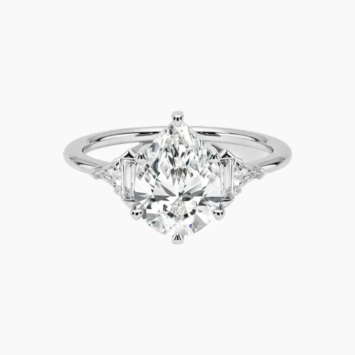 Honora Five Stone Pear Designer 1.5 Carat Lab Grown Diamond Engagement Ring in 14K White Gold