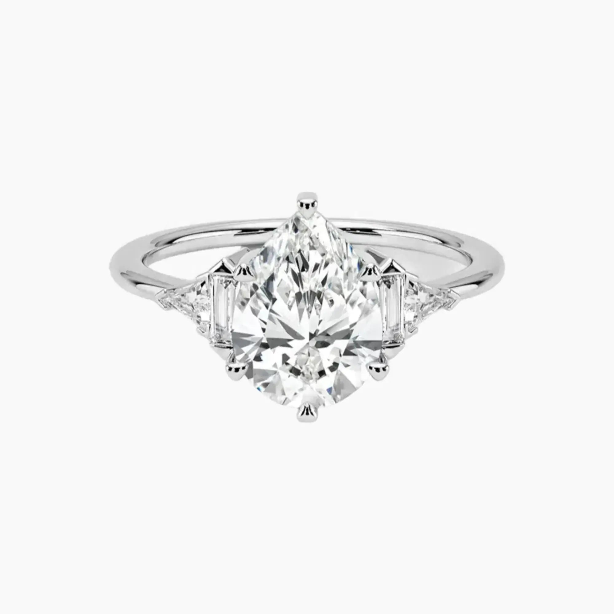 Honora Five Stone Pear Designer Diamond Ring Setting in 14K Yellow Gold