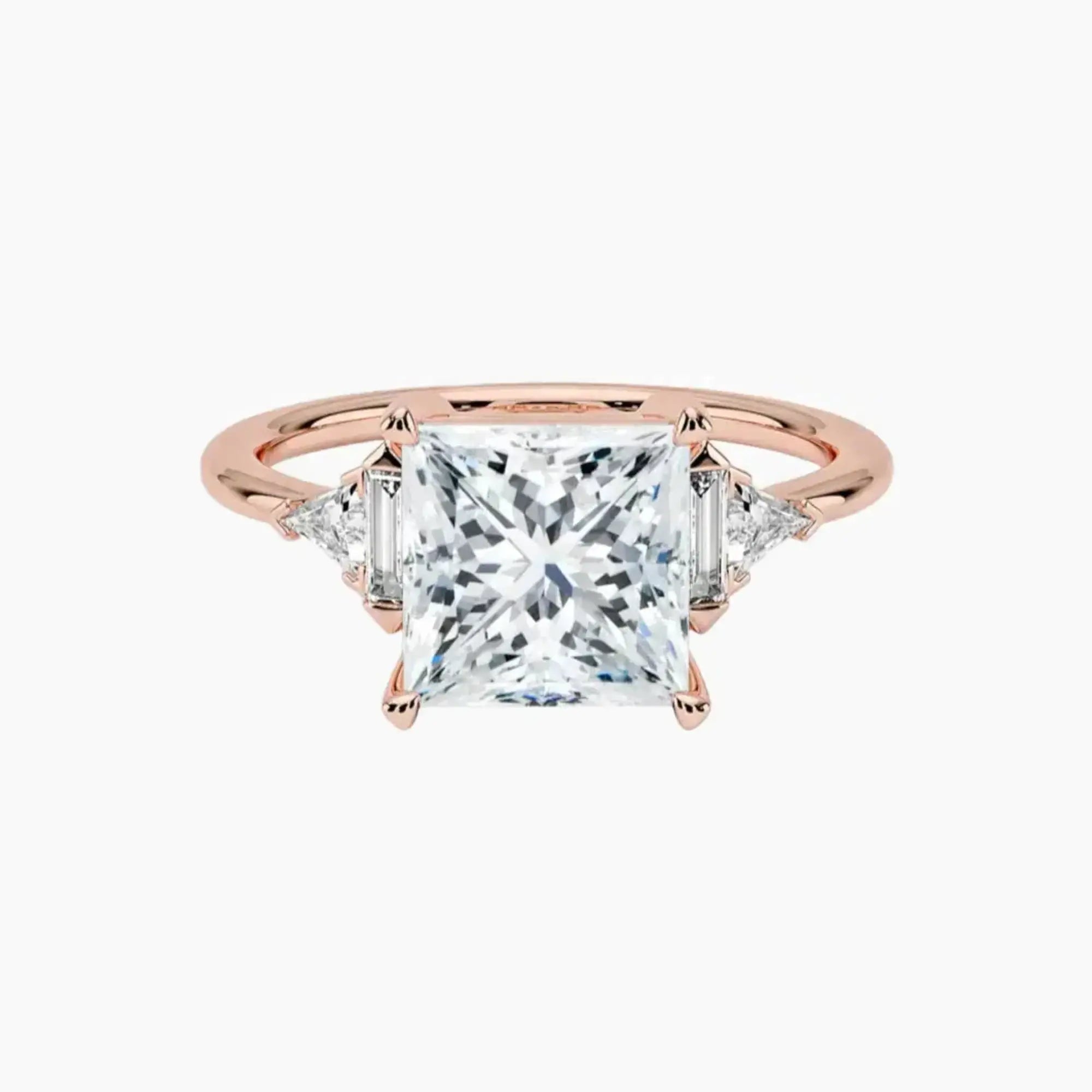 Honora Five Stone Princess Designer Diamond Ring Setting in 14K Yellow Gold