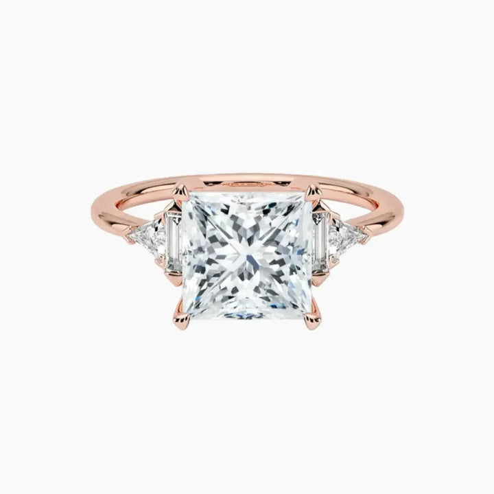 Honora Five Stone Princess Designer 3 Carat Lab Grown Diamond Engagement Ring in 14K Rose Gold
