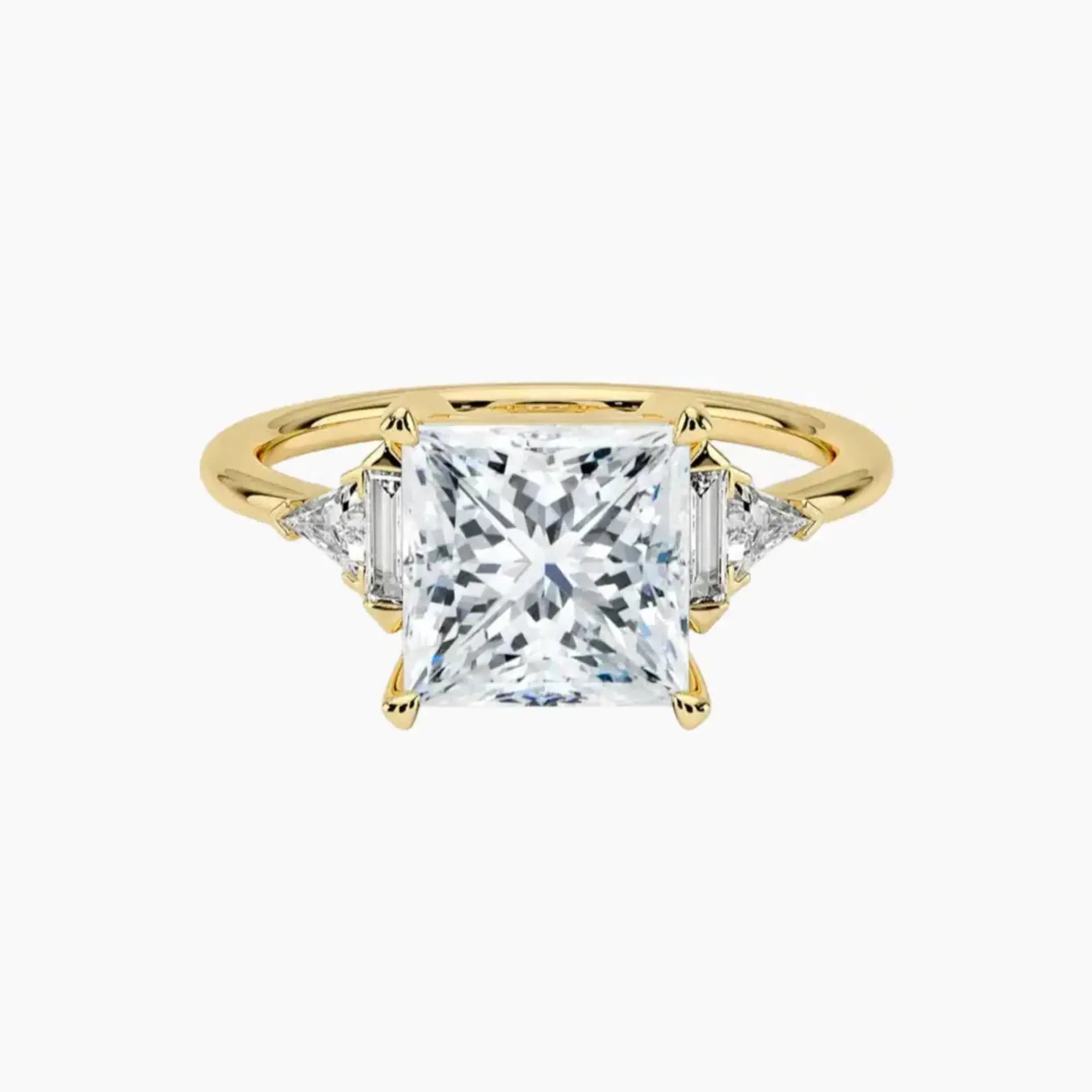Honora Five Stone Princess Designer 3 Carat Lab Grown Diamond Engagement Ring in 18K Yellow Gold