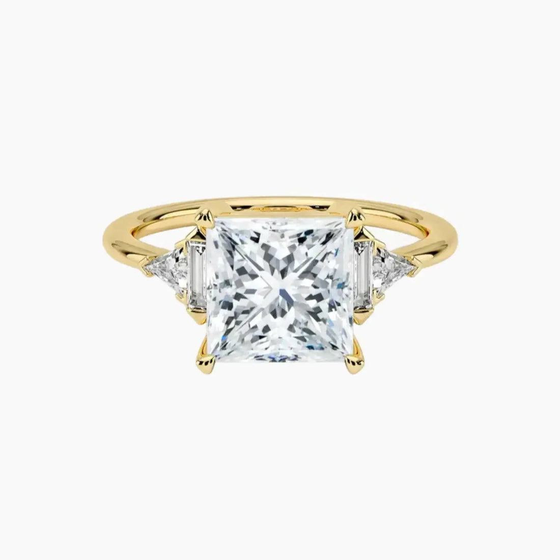 Honora Five Stone Princess Designer 3 Carat Lab Grown Diamond Engagement Ring in 18K Yellow Gold