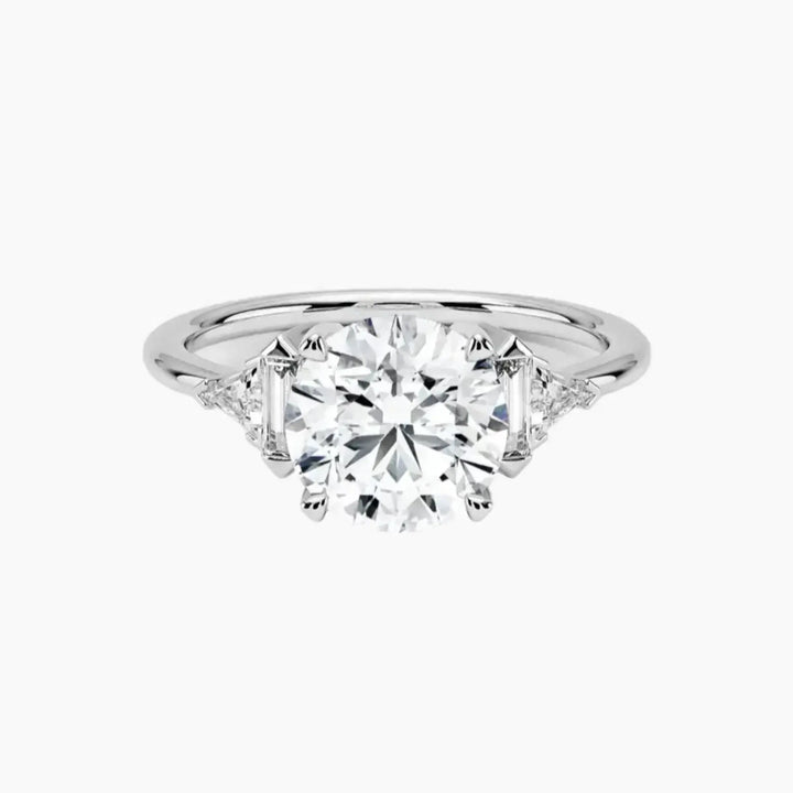 Honora Five Stone Round Designer 3 Carat Lab Grown Diamond Engagement Ring in 18K White Gold